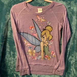 Girls XL fits XS ladies Disney Store Tinkerbell long sleeve shirt w/ thumb holes